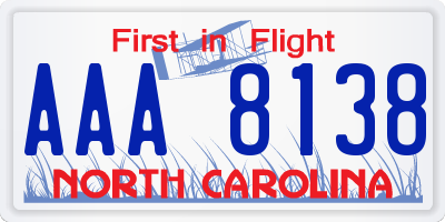 NC license plate AAA8138