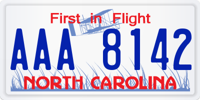 NC license plate AAA8142