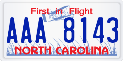 NC license plate AAA8143