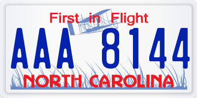 NC license plate AAA8144