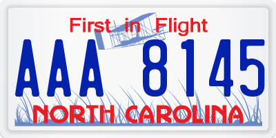 NC license plate AAA8145