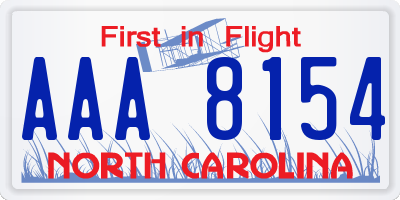 NC license plate AAA8154