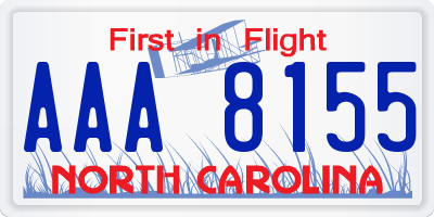 NC license plate AAA8155