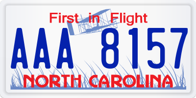 NC license plate AAA8157