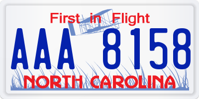 NC license plate AAA8158