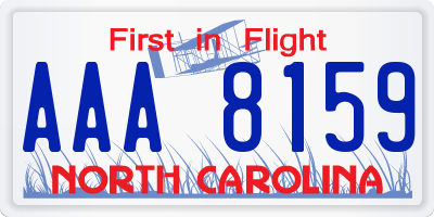 NC license plate AAA8159