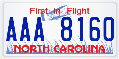 NC license plate AAA8160