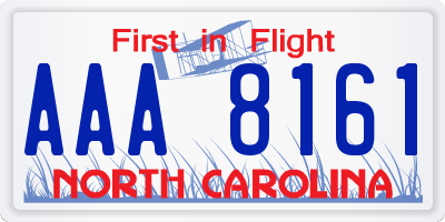 NC license plate AAA8161