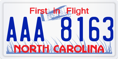 NC license plate AAA8163