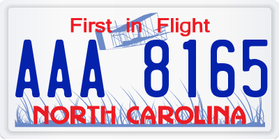 NC license plate AAA8165