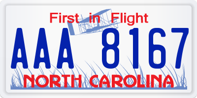 NC license plate AAA8167