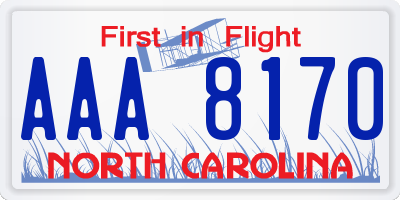 NC license plate AAA8170