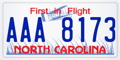 NC license plate AAA8173