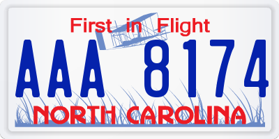 NC license plate AAA8174