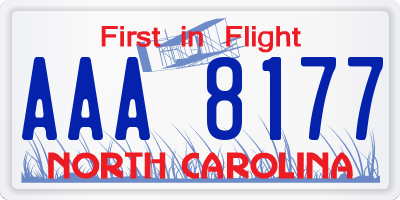 NC license plate AAA8177