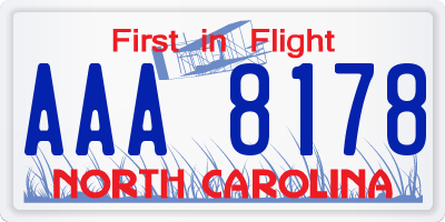 NC license plate AAA8178