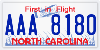 NC license plate AAA8180