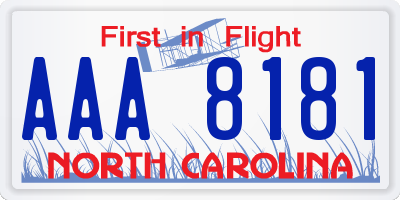 NC license plate AAA8181