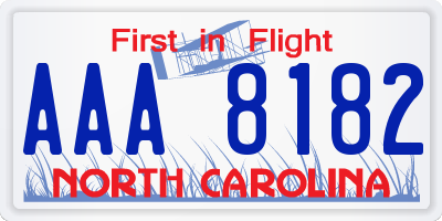 NC license plate AAA8182