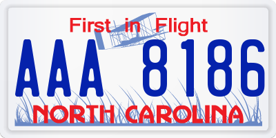 NC license plate AAA8186