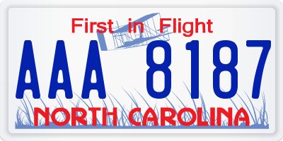 NC license plate AAA8187