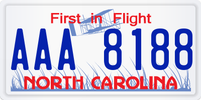 NC license plate AAA8188