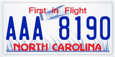 NC license plate AAA8190