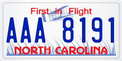 NC license plate AAA8191