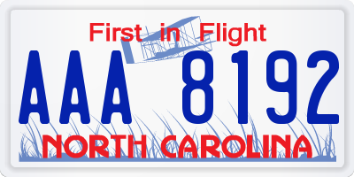 NC license plate AAA8192