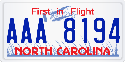 NC license plate AAA8194