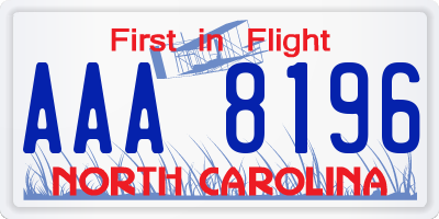 NC license plate AAA8196