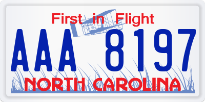 NC license plate AAA8197