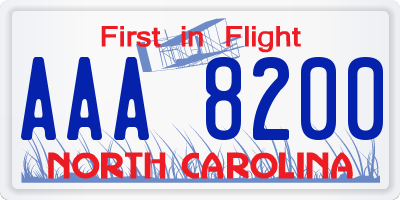 NC license plate AAA8200