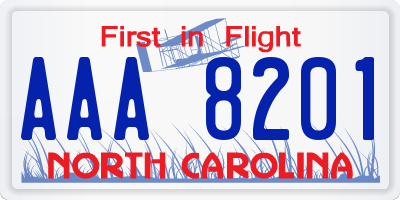 NC license plate AAA8201