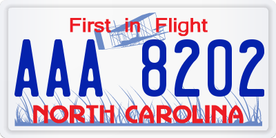 NC license plate AAA8202