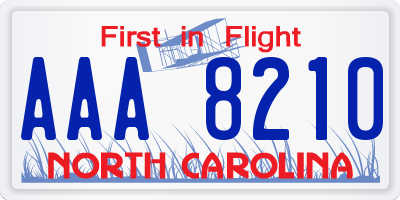 NC license plate AAA8210