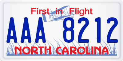 NC license plate AAA8212