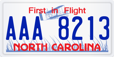 NC license plate AAA8213