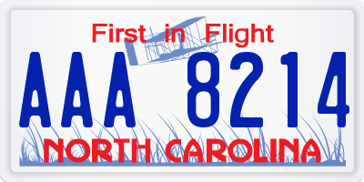 NC license plate AAA8214