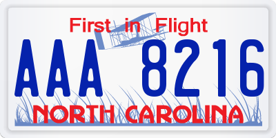 NC license plate AAA8216