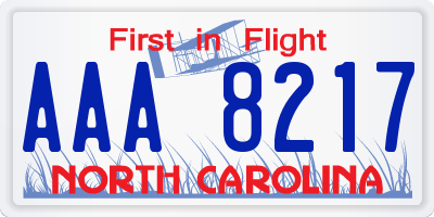 NC license plate AAA8217