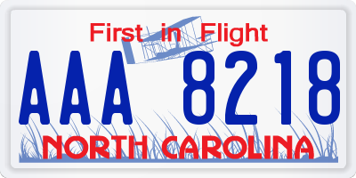 NC license plate AAA8218