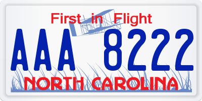 NC license plate AAA8222