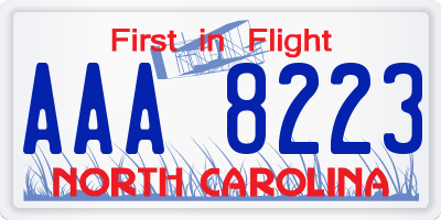 NC license plate AAA8223