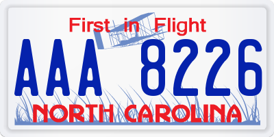 NC license plate AAA8226