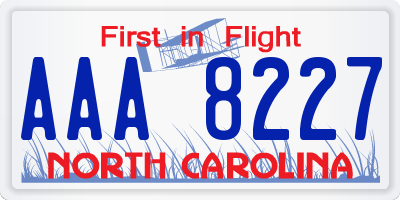 NC license plate AAA8227