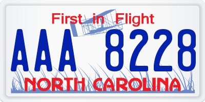 NC license plate AAA8228