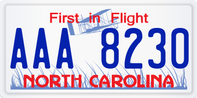 NC license plate AAA8230