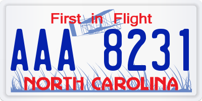 NC license plate AAA8231