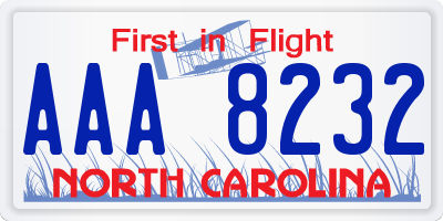 NC license plate AAA8232